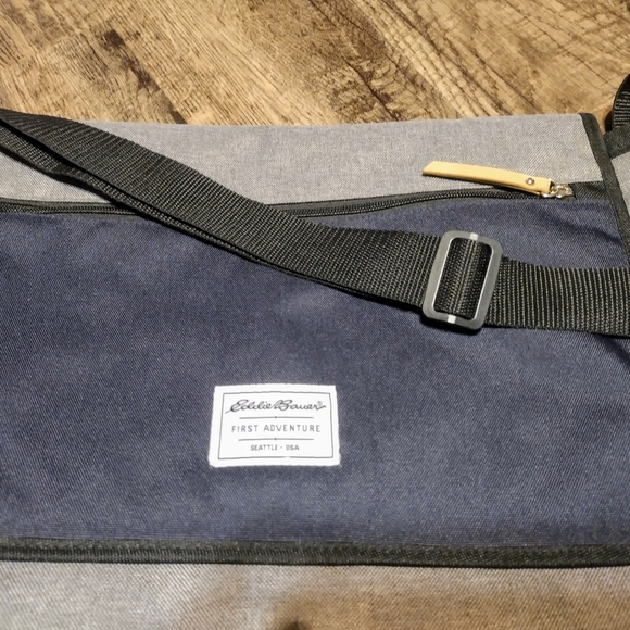 Brand New Eddie Bauer Grey & Blue Soft Sided Briefcase Book Laptop Computer Bag - Picture 1 of 12